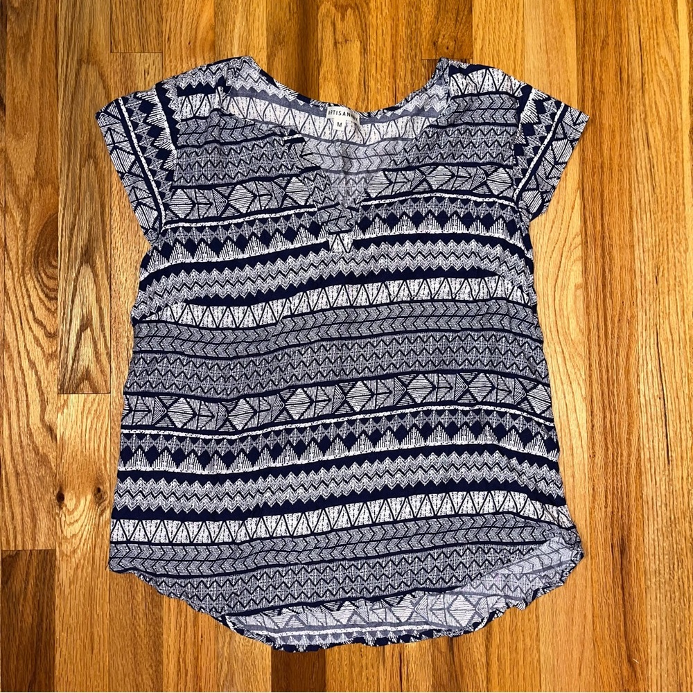 Blue And White Pattern Shirt